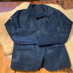 BV Women’s Side Zip Navy Blue Faux Suede Jacket